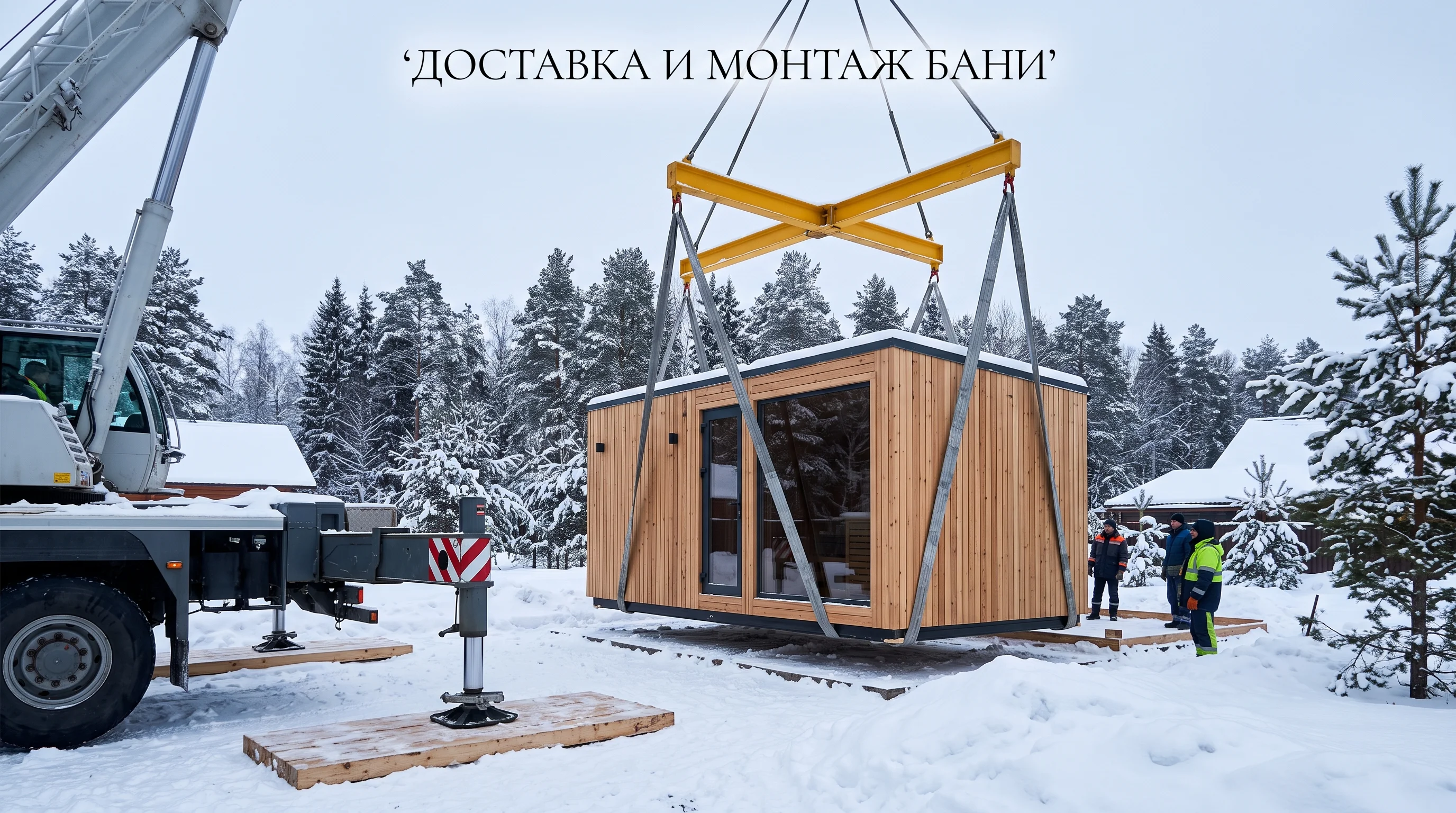 Как доставить модульную баню на участок: габариты, подъезд, кран и крупноузловая сборка